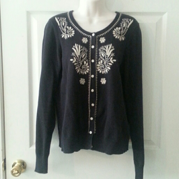 Lucky Brand Cotton Embroidery Sweater Large