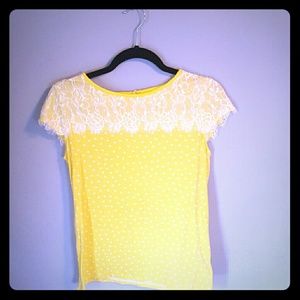 Elle lacy yellow polka dot shirt