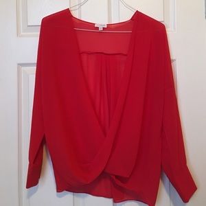 Red sheer long sleeved shirt