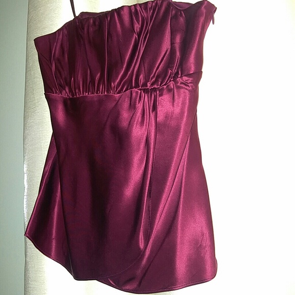 Ann Taylor Jewel hued magenta strapless silk top - Picture 2 of 3