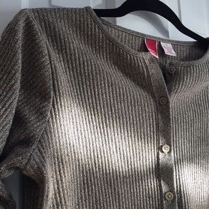 Heather Gray-Brown Ribbed Cardigan