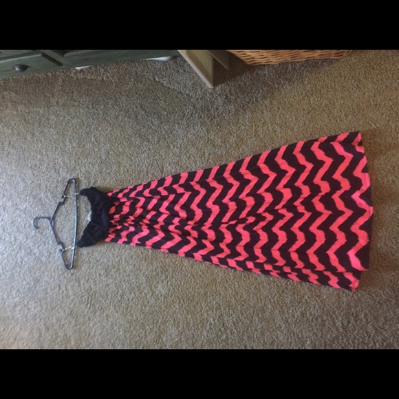 Pink and black maxi dress