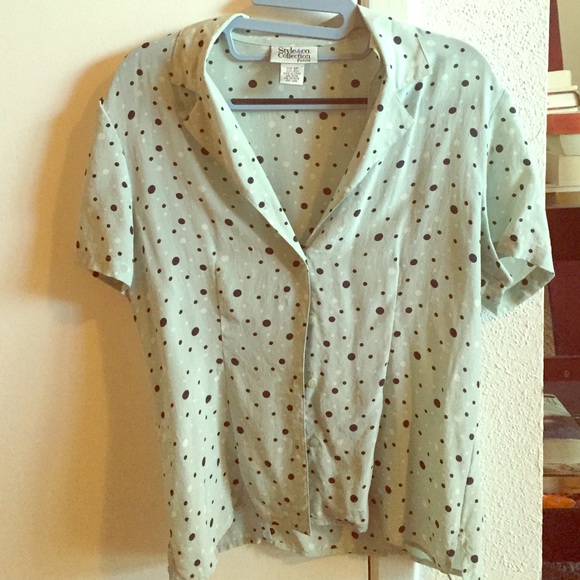 Adorable polka dotted button-up blouse