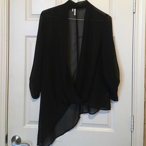 Black, sheer asymmetrical shirt