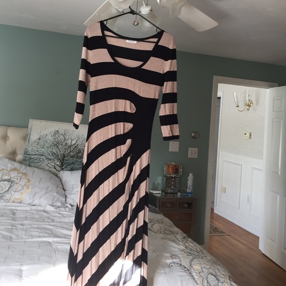 Maxi color block stripe dress