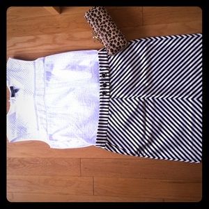Black and white stripped J. Crew skirt