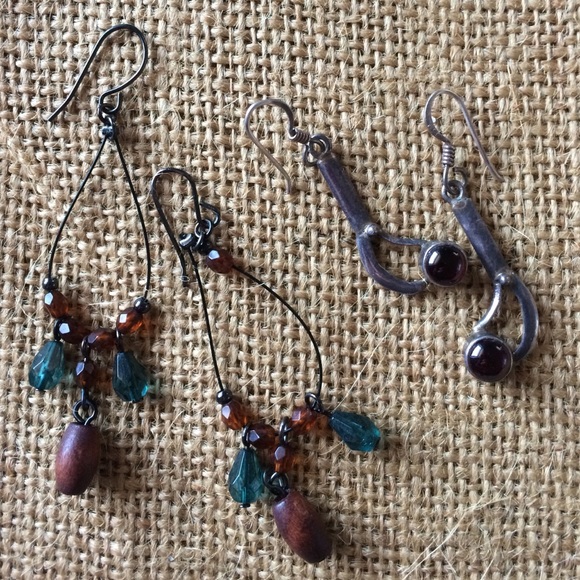 Bundle of four pairs earrings in brown tones - Picture 3 of 3