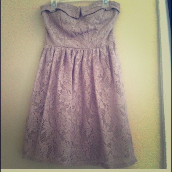 Brown strapless dress