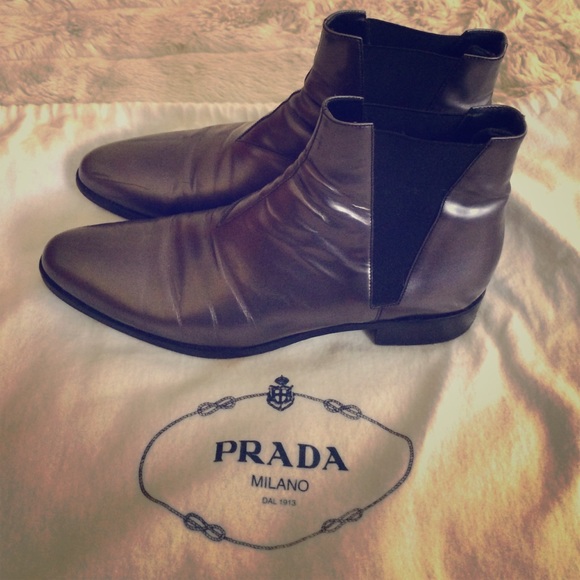 Prada Shoes - Prada pewter ankle boots