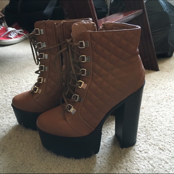 Brown heeled booties