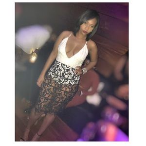 Black and white midi dress