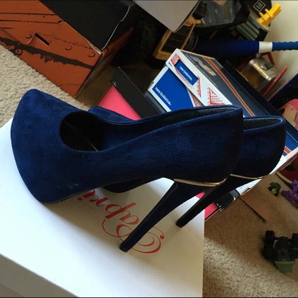 Blue swede heels brand new