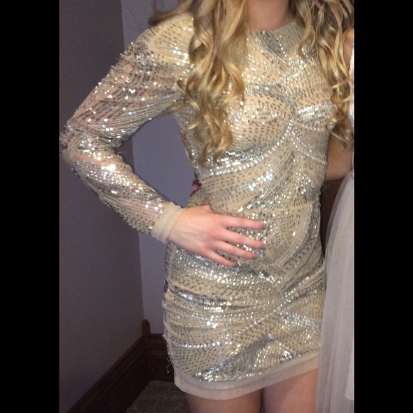 Nude Sequence Prom Homecoming Dress - Picture 3 of 4