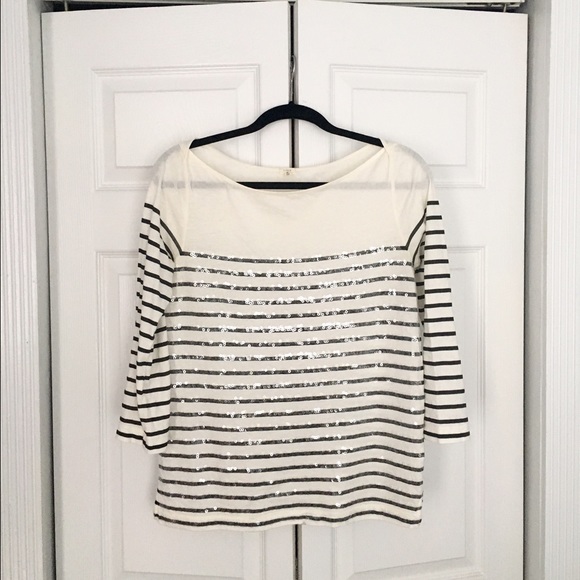 JCREW BRETON STRIPE SEQUIN TEE