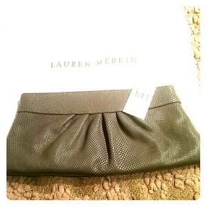 Lauren merkin Louise embossed snake skin clutch