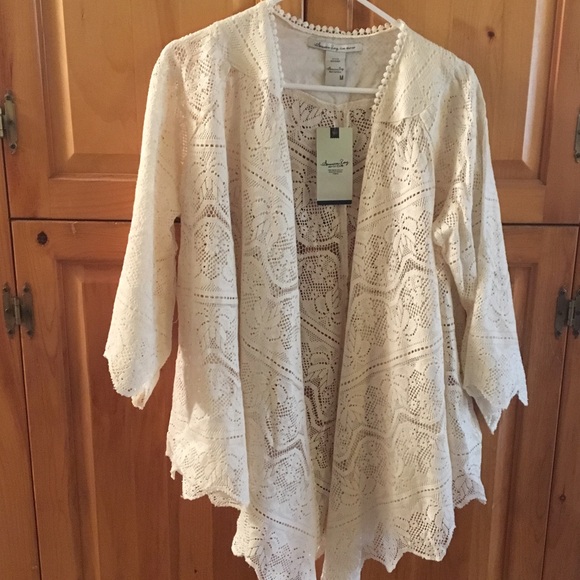 American Rag Tops - American Rag Boho cream Lace Kimono Medium 🍂🌸