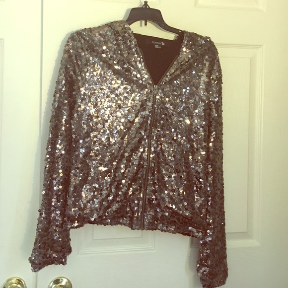 Black/silver sequins bomber jacket