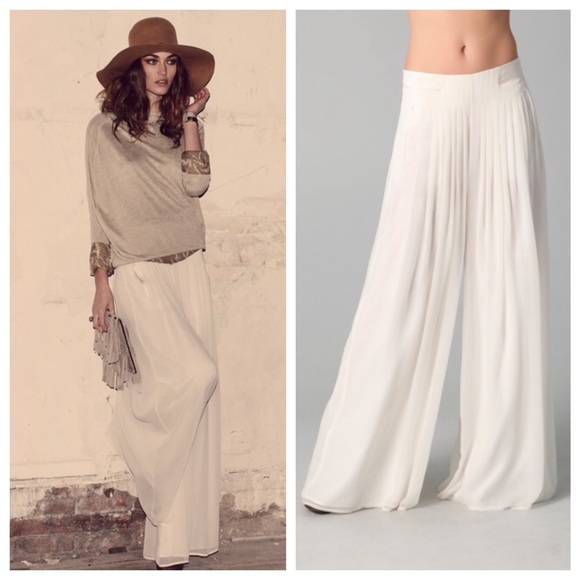 rag & bone Pants - Rag and Bone Chiffon Maxi Culotte Pants Ivory