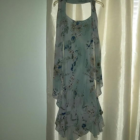 Beautiful aqua silk and bead dress