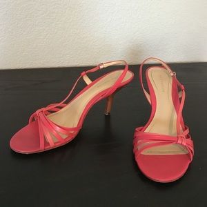 Ann Taylor leather strappy pink heels