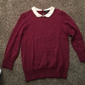 Jcrew 50% wool Peter Pan collared sweater, maroon