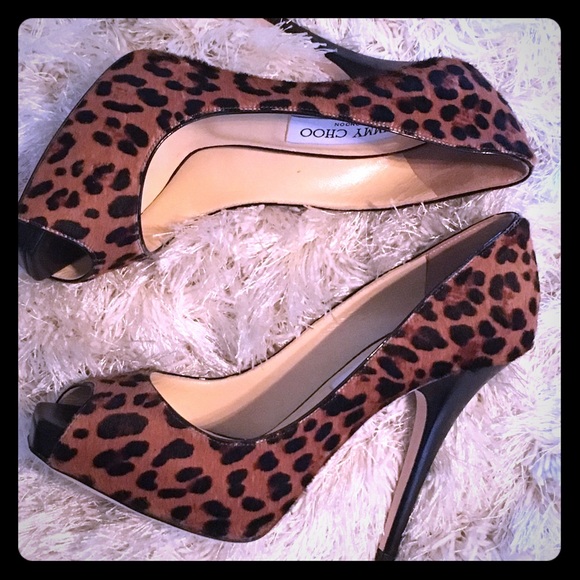 Jimmy Choo Shoes - Sexy,stylish Jimmy Choo leopard peep-toe pumps NWT