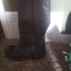 Grey slip on boots with decorative zipper