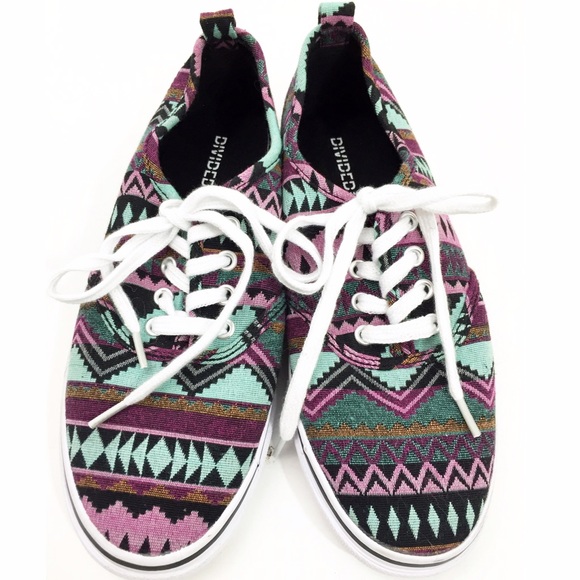 Divided Shoes - NWOT H&M Aztec Sneakers Purple and mint