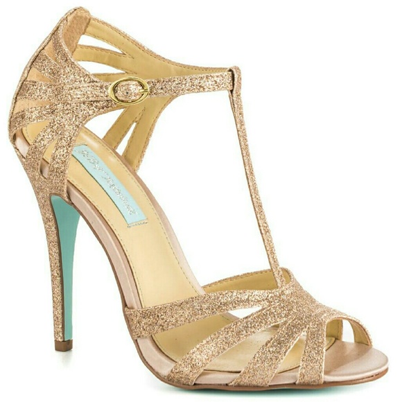 Betsey Johnson Blue Champagne Glittery Shoes 8