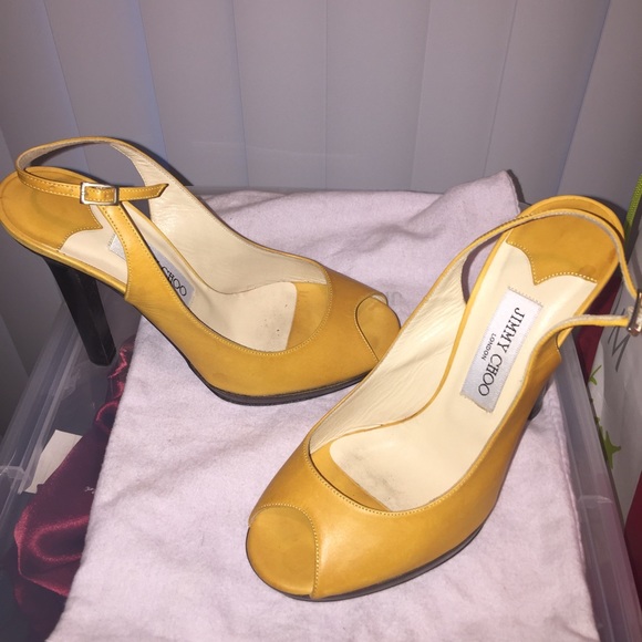 Jimmy Choo Yellow/Mustard Slingback Heels - Picture 4 of 4