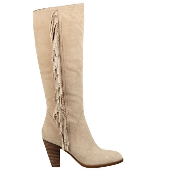 Guess suede, fringe, knee high boots 6.5