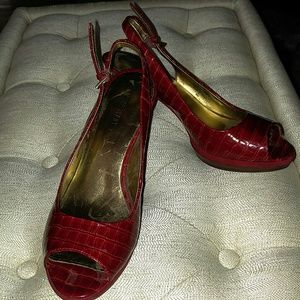 Gorgeous patent red stacked heels
