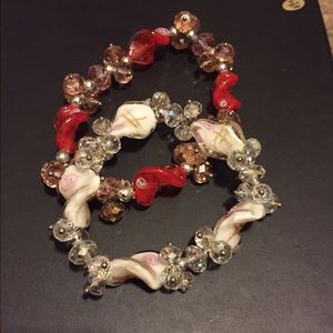 Glass bracelets with beading detail