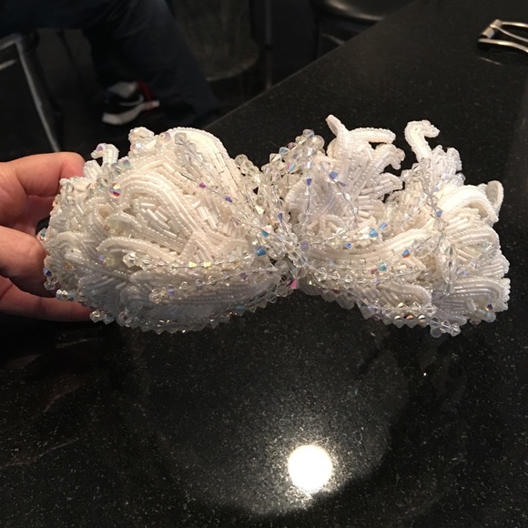 Beaded and crystal wedding crown