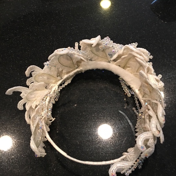 Beaded and crystal wedding crown main image 6