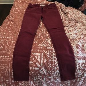 Skinny maroon jeans
