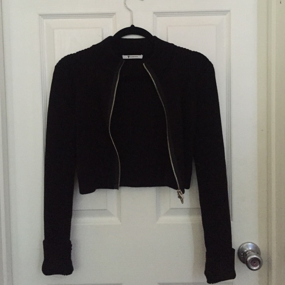T by Alexander Wang Jackets & Blazers - Black thick knitted Alexander Wang cropped jacket