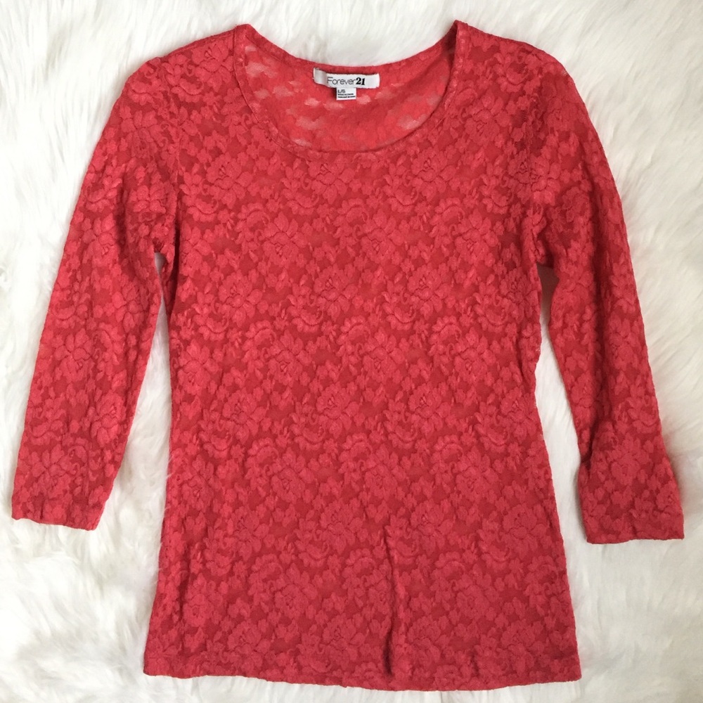 Coral Lace Top by Forever 21