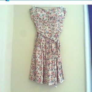 Cream floral strapless dress