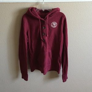 Hollister Burgundy Button Up Hoodie