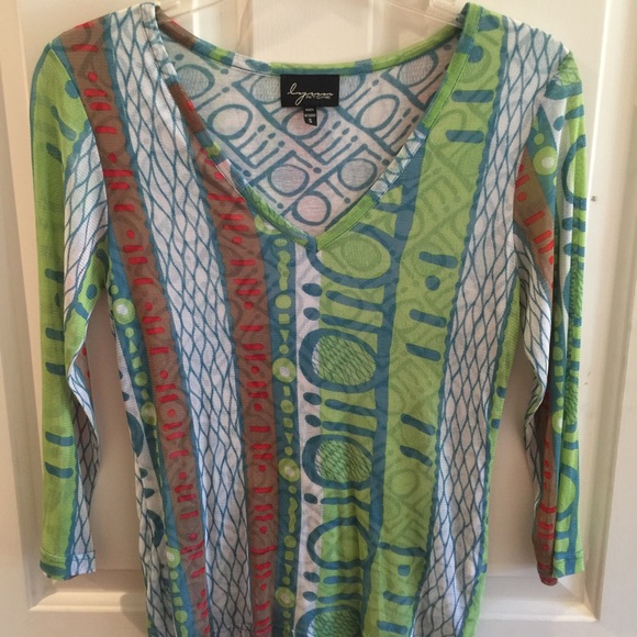 Multi-Colored V-Neck Women's Blouse