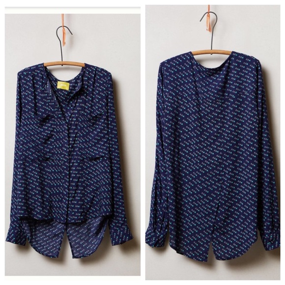 Anthropologie MAEVE Clara Buttondown Top💙💚💙