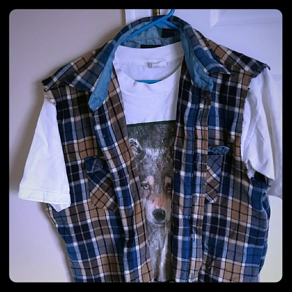 Sad wolf shirt cut off combo