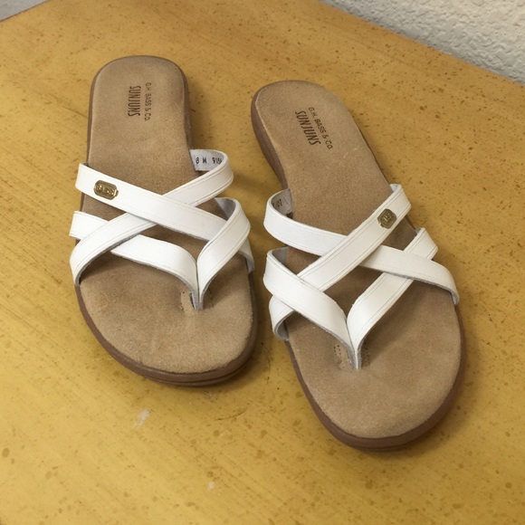 bass white sandals