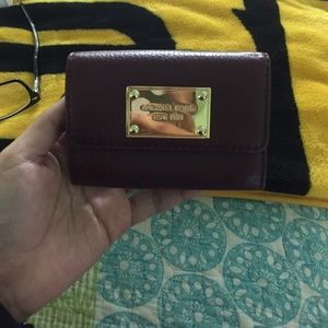 Michael Kors dark burgundy keychain wallet