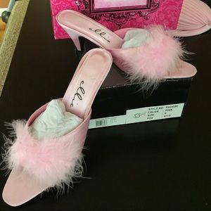 Millie "Phoebe" Pink Maribou Feather Kitten Heels
