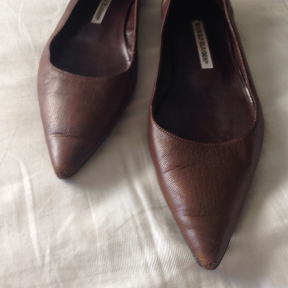Manolo Blahnik Shoes - Manolo Blahnik Titto Brown Pointed Toe Flats 37.5 Manolo Blahnik Shoes - Manolo Blahnik Titto Brown Pointed Toe Flats 37.5