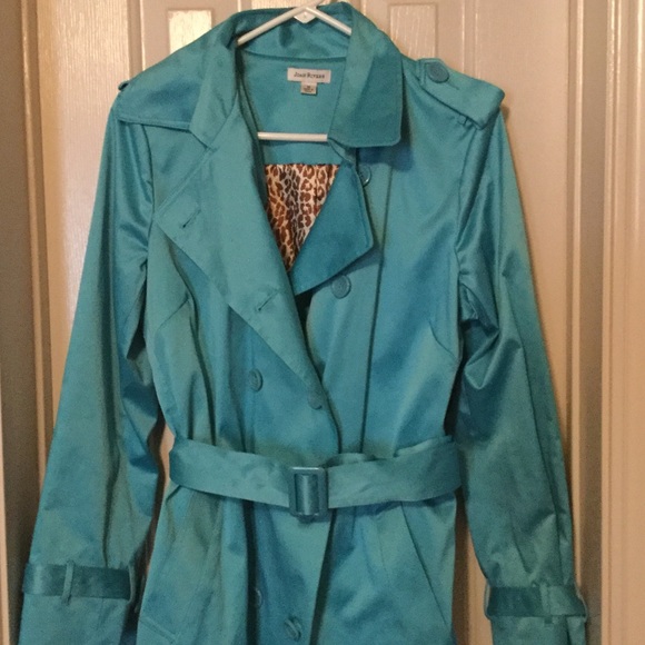 Beautiful blue raincoat with animal print lining!