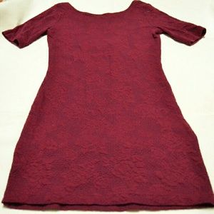 !bogo!Low Back Dark Red Floral Dress