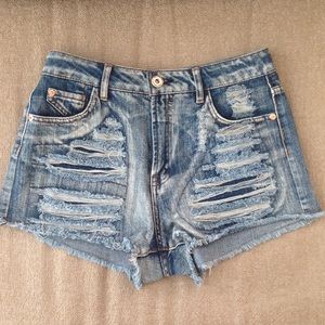 High waisted ripped shorts